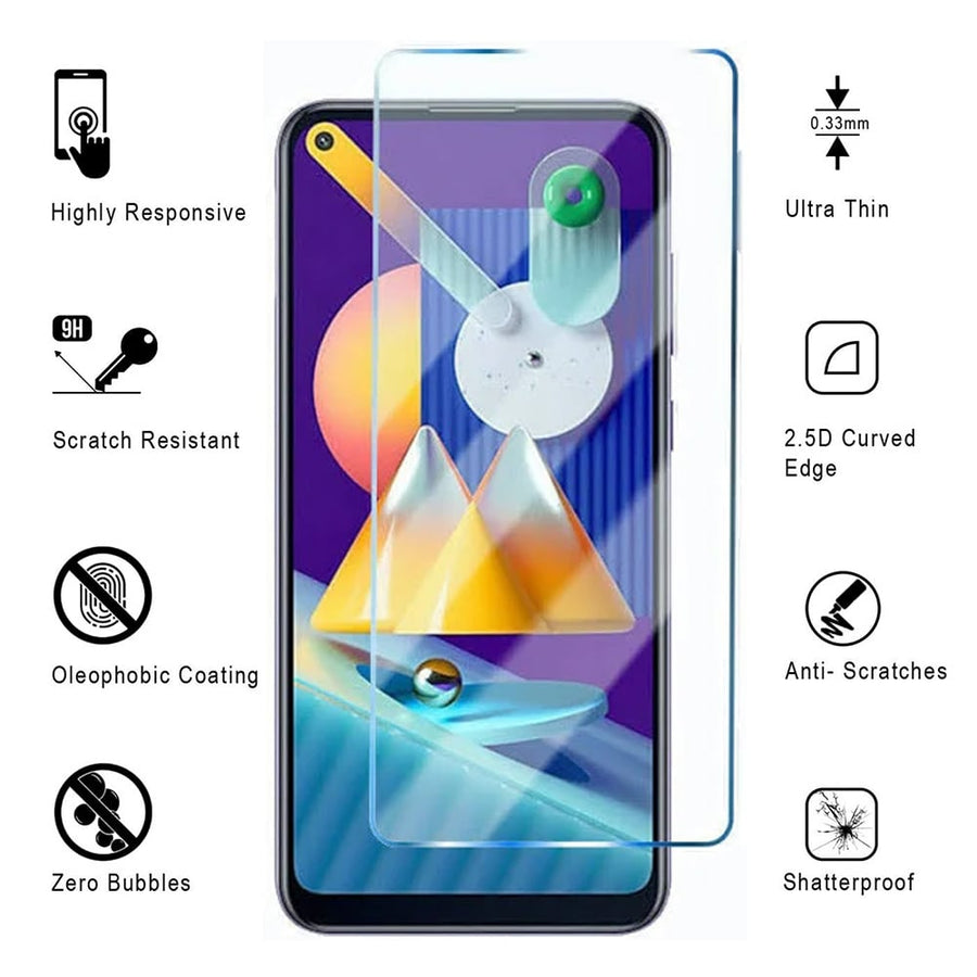 Samsung Galaxy A22 5G Tempered Glass Screen Protector Clear Self-Adhesive Image 1