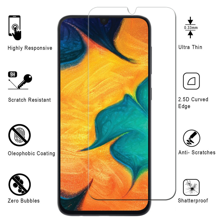 Samsung Galaxy A30 9H Ultra-Clear Tempered Glass Screen Protector 2.5D Edge Image 1