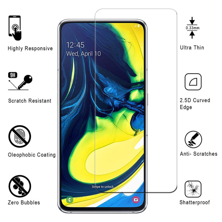 Samsung Galaxy A80 Tempered Glass Screen Protector 9H Ultra Clear 2.5D Edge Image 1