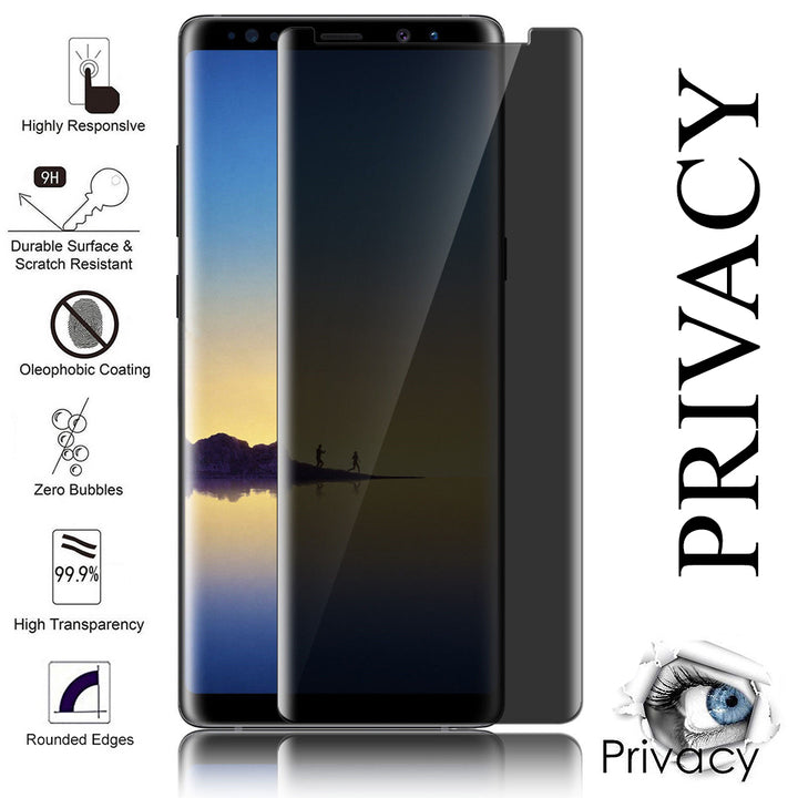 Samsung Galaxy S8 Plus Privacy Tempered Glass Screen Protector Anti-Spy 3D Image 1