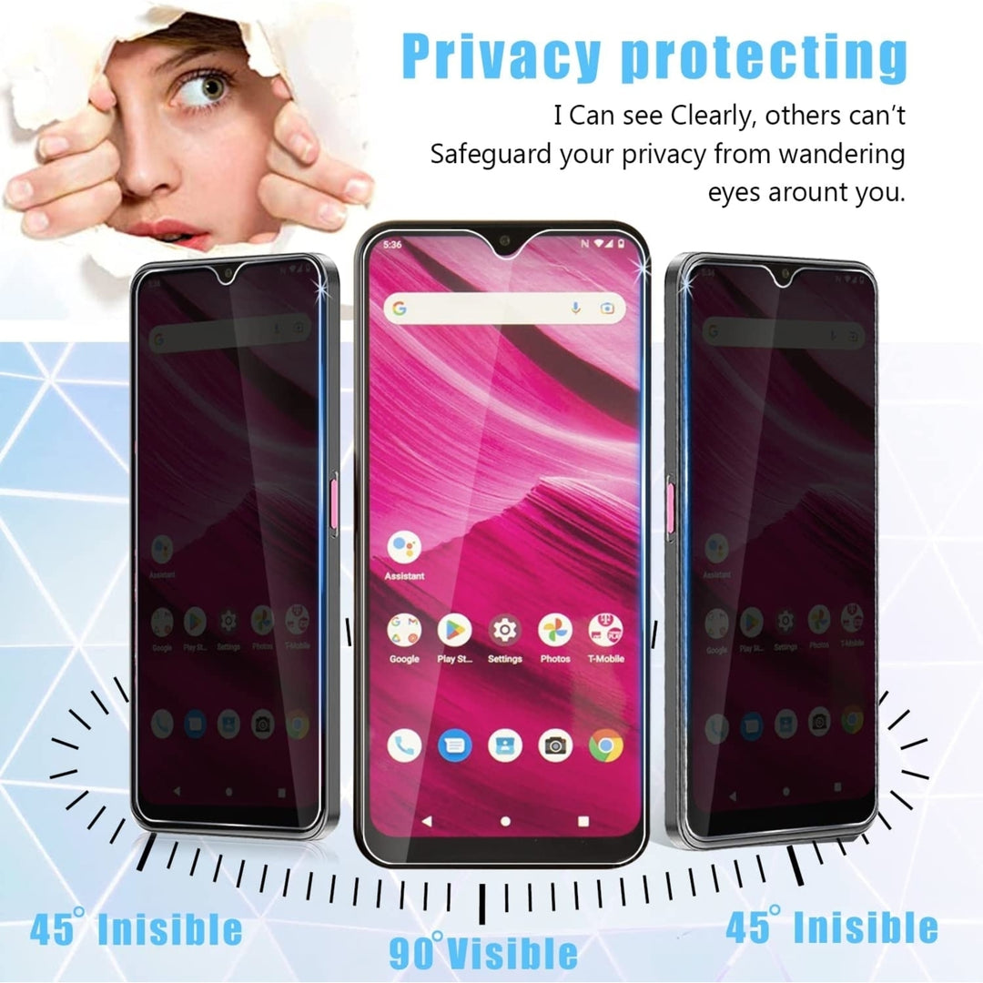 For T-MOBILE REVVL 6 5G Privacy Screen Protector Anti-Spy Tempered Glass Film 3D Full Coverage Image 2