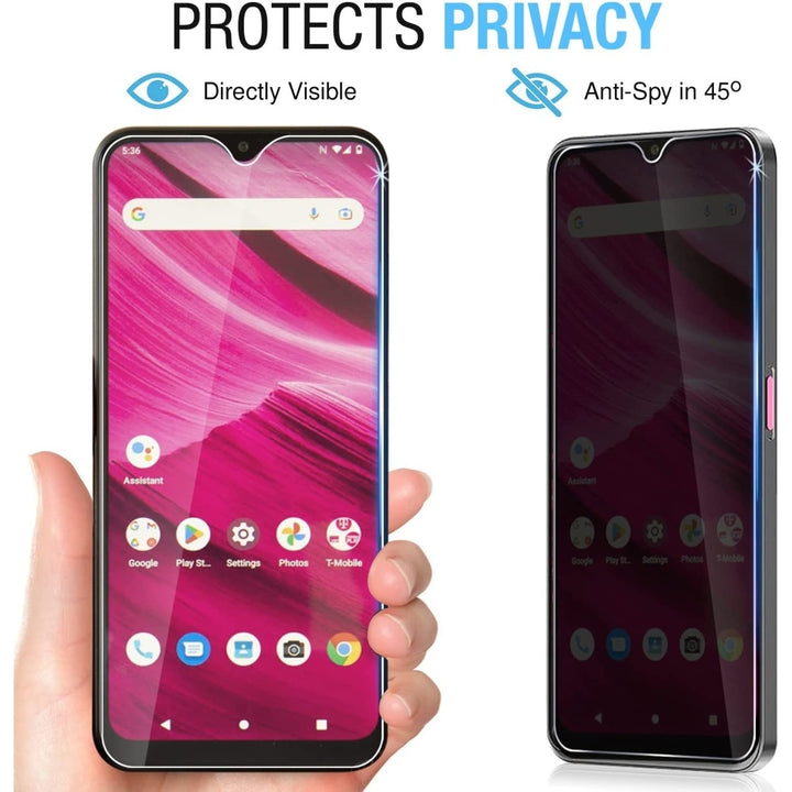 For T-MOBILE REVVL 6 5G Privacy Screen Protector Anti-Spy Tempered Glass Film 3D Full Coverage Image 3