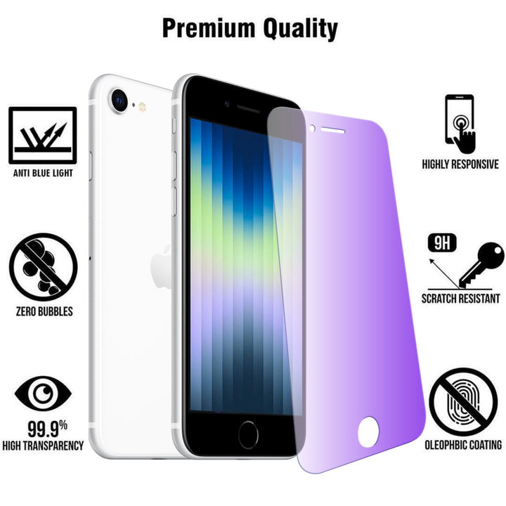 For Apple iPhone SE 3rd 2022/SE 2nd 2020/8/7/6S/ 6 9H Anti-Blue Light Screen Protector Eye Protection Tempered Glass Image 1