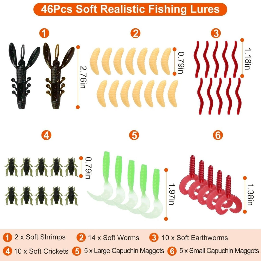 101Pcs Fishing Lures Kit Soft Plastic Fishing Baits Set Spoon Fishing Gear Tackle with Soft Worms Crankbaits Box Image 2