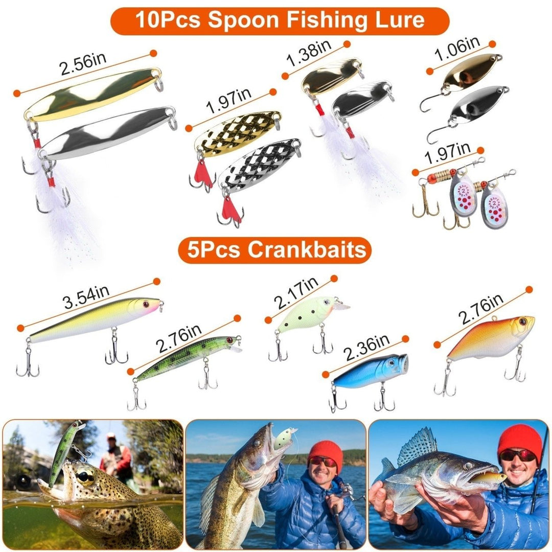101Pcs Fishing Lures Kit Soft Plastic Fishing Baits Set Spoon Fishing Gear Tackle with Soft Worms Crankbaits Box Image 3