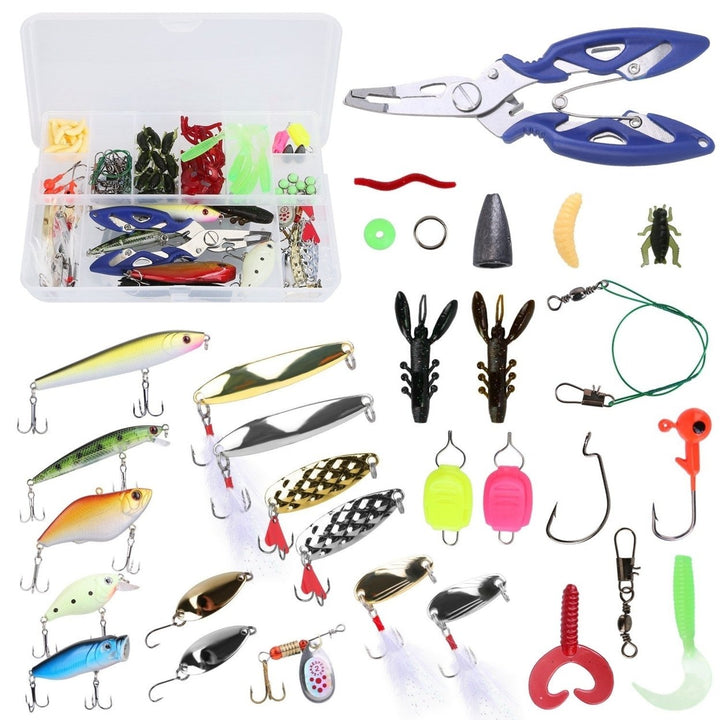101Pcs Fishing Lures Kit Soft Plastic Fishing Baits Set Spoon Fishing Gear Tackle with Soft Worms Crankbaits Box Image 10