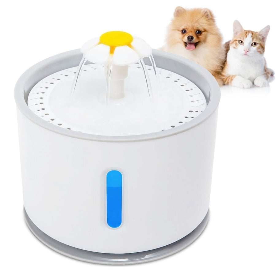 2.4L Automatic Dog Cat Water Fountain Electric LED Pet Flower Water Dispenser Ultra Silent Health Cat Waterer Auto Off Image 1