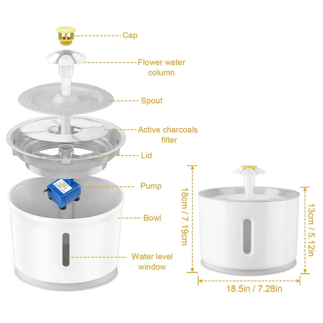 2.4L Automatic Dog Cat Water Fountain Electric LED Pet Flower Water Dispenser Ultra Silent Health Cat Waterer Auto Off Image 3