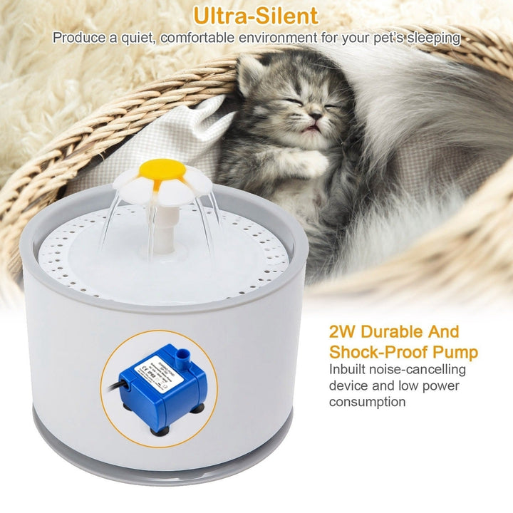 2.4L Automatic Dog Cat Water Fountain Electric LED Pet Flower Water Dispenser Ultra Silent Health Cat Waterer Auto Off Image 7