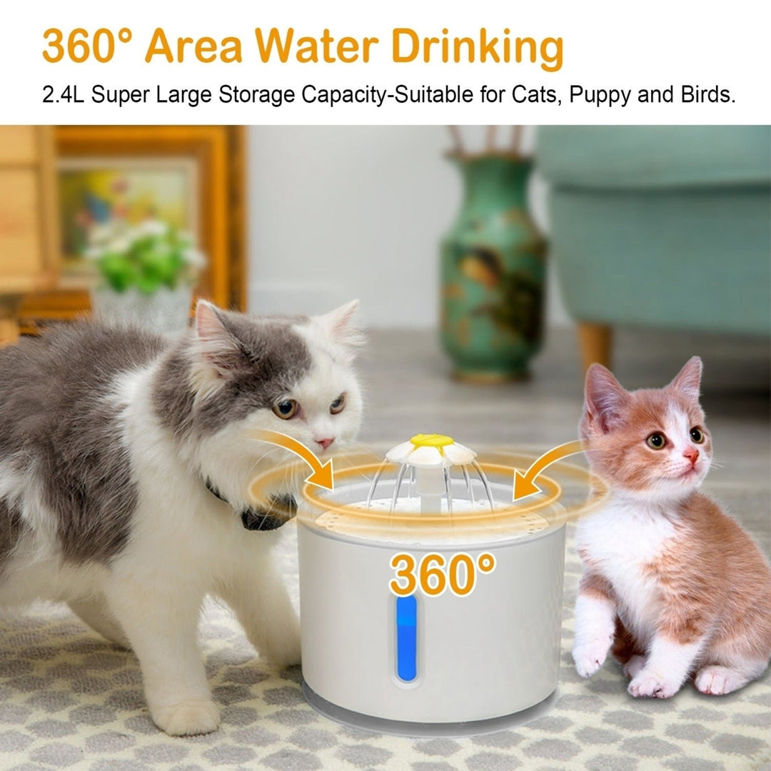 2.4L Automatic Dog Cat Water Fountain Electric LED Pet Flower Water Dispenser Ultra Silent Health Cat Waterer Auto Off Image 12