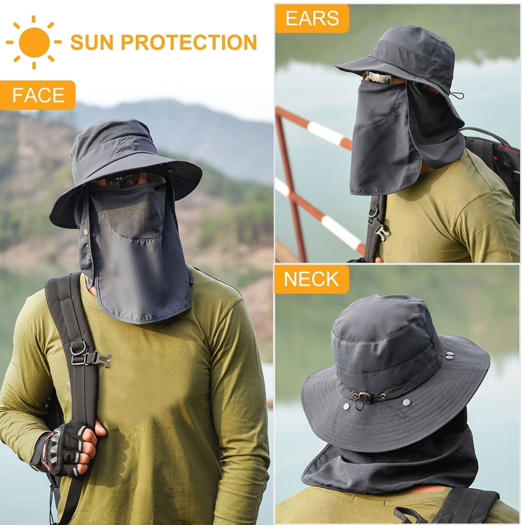 Fishing Bucket Hat Wide Brim Breathable Unisex Hat Sunlight-proof Removable Neck Face Fishing Cap For Fishing Hiking Image 6