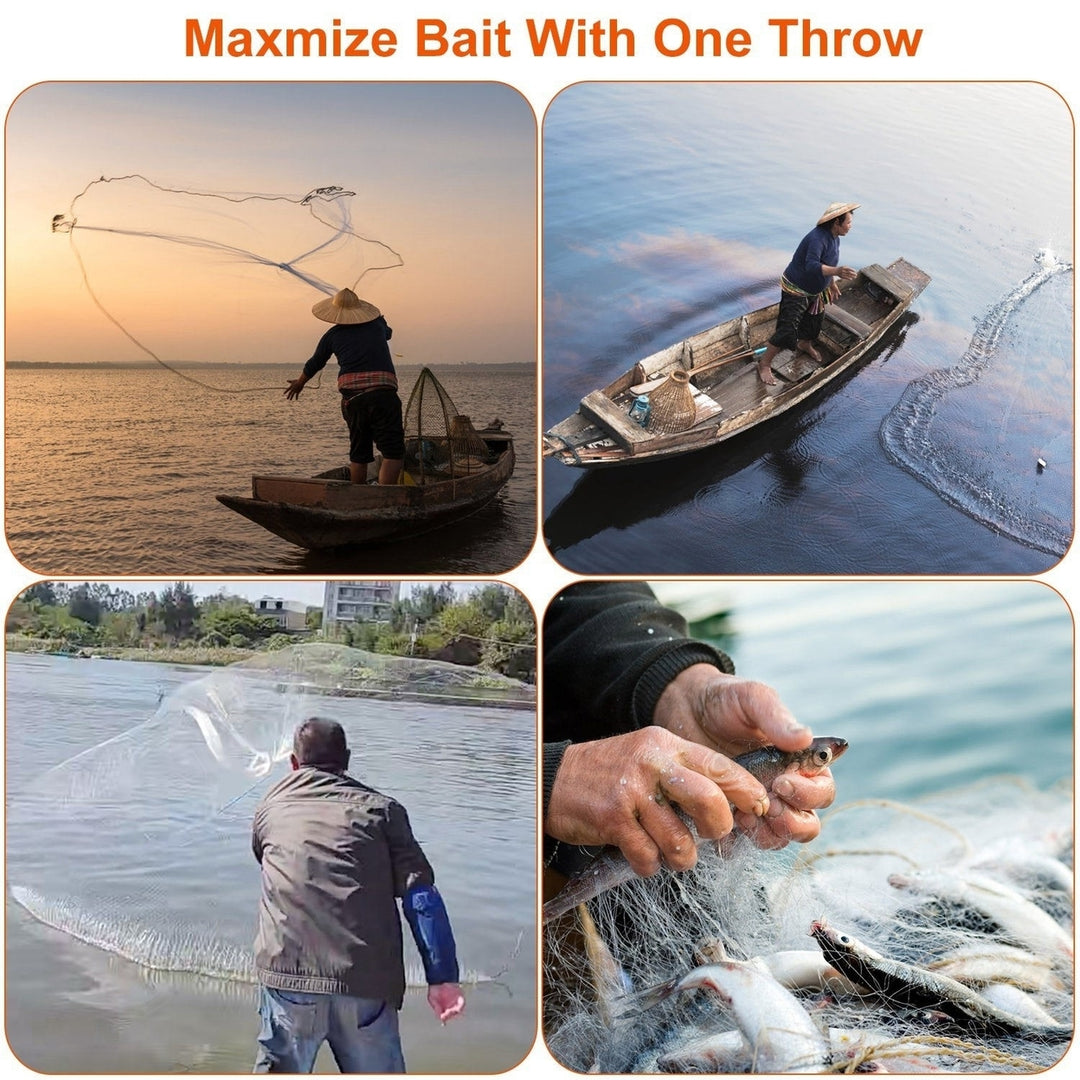 Fishing Cast Net Bait Trap Easy Throw Heavy Duty Hand Cast Net with Chain Sinker Bottom Spread Image 6