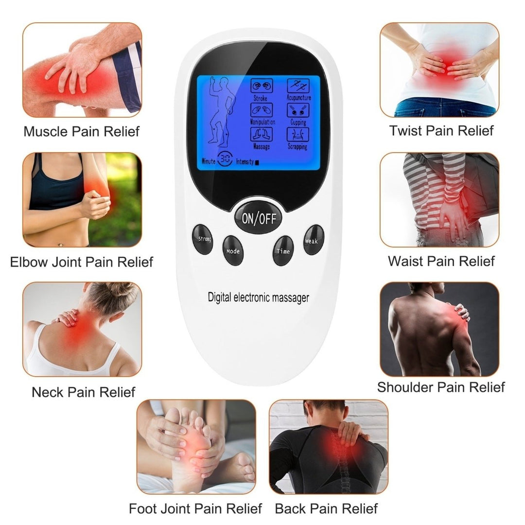 Electric Muscle Stimulator Dual Channels Pulse Massager Pain Relief Therapy Tens Device with Electrode Pads Wires Image 2