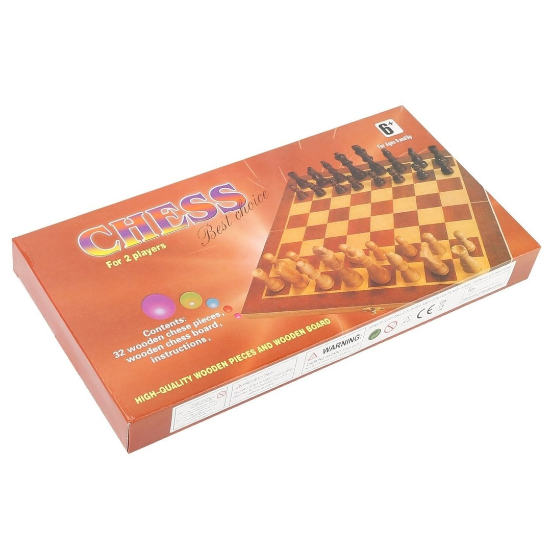 Folding Board Game Set Portable Travel Wooden Chess Set with Wooden Crafted Pieces Chessmen Storage Box Image 9