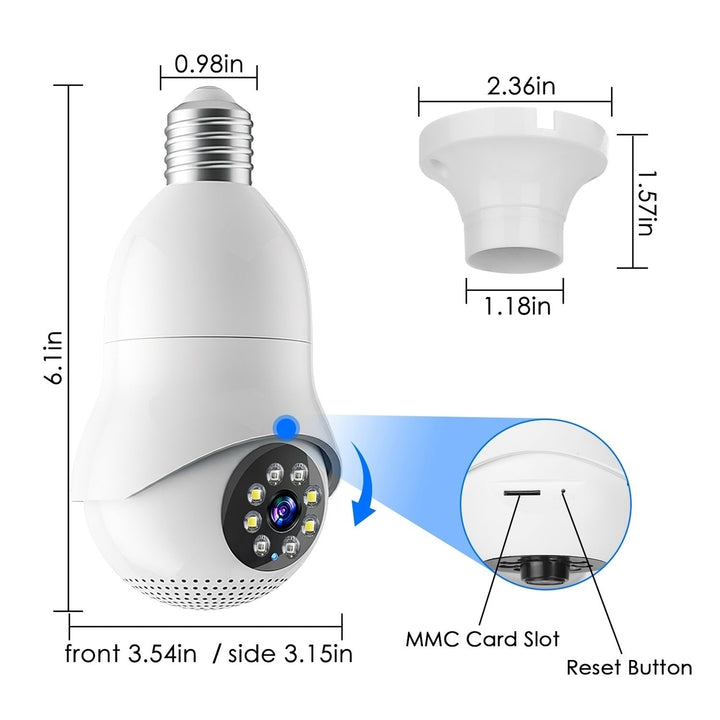 E27 WiFi Bulb Camera 1080P FHD WiFi IP Pan Tilt Security Surveillance Camera with Two Way Audio Night Vision Flood Light Image 7