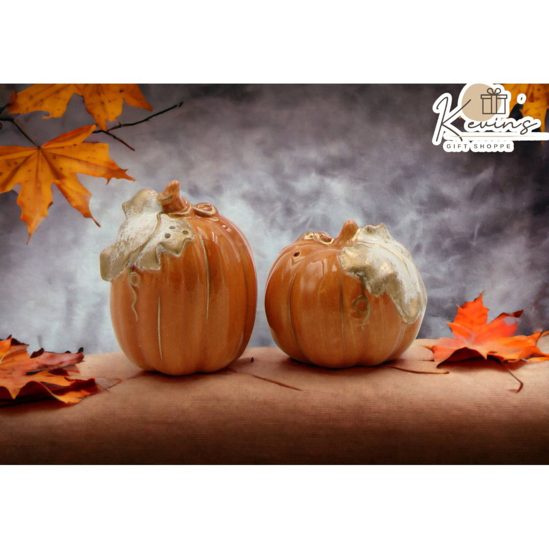 Ceramic Autumn Harvest Pumpkins Salt and Pepper Shakers Thanksgiving Gift Image 1