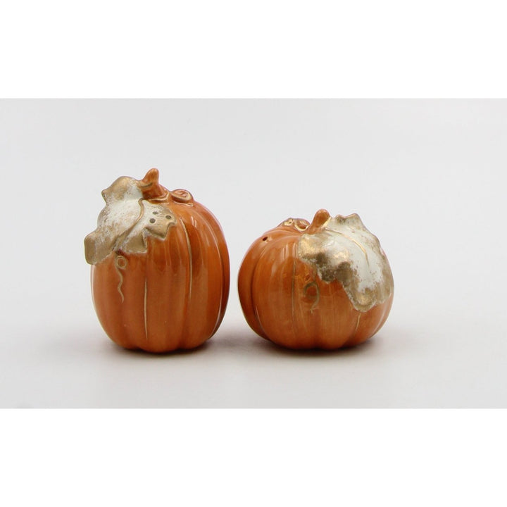 Ceramic Autumn Harvest Pumpkins Salt and Pepper Shakers Thanksgiving Gift Image 2