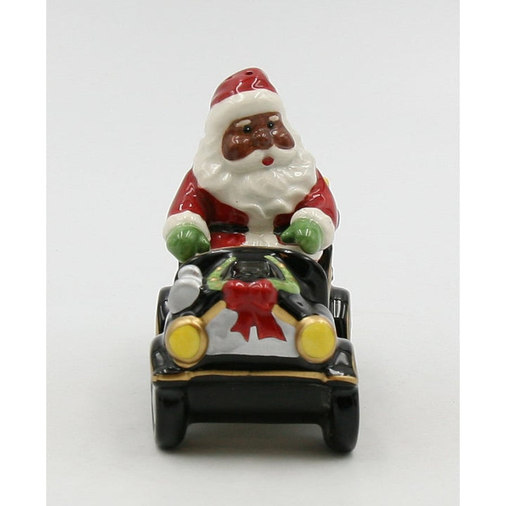 Ceramic African American Santa Claus Salt and Pepper Shakers Car Image 3