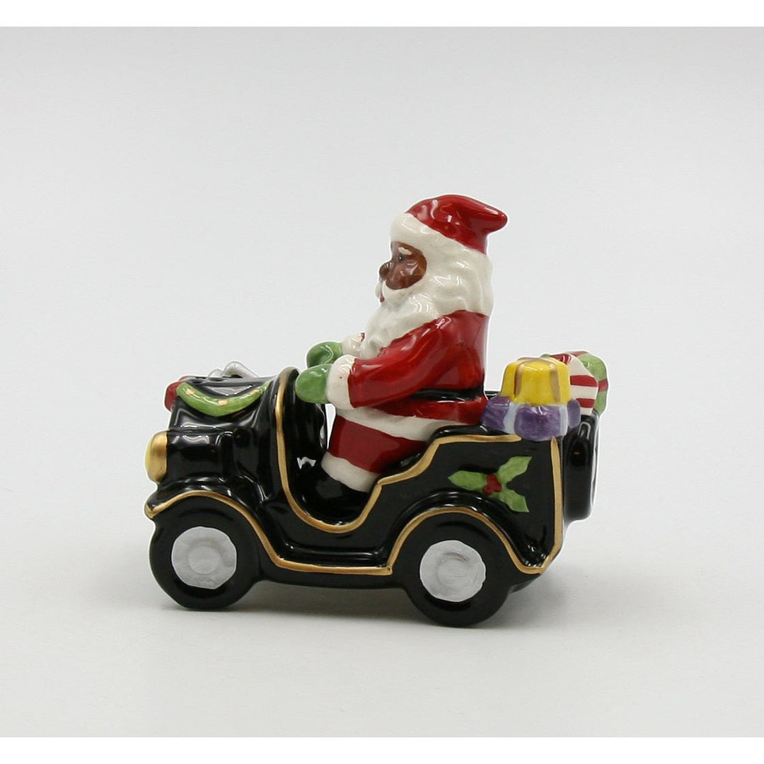 Ceramic African American Santa Claus Salt and Pepper Shakers Car Image 4