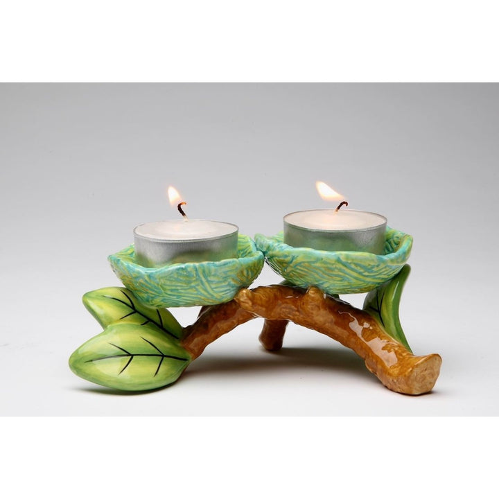 Ceramic Bird Nest Salt and Pepper Shakers Tealight Candle Holders 5.1" Image 3