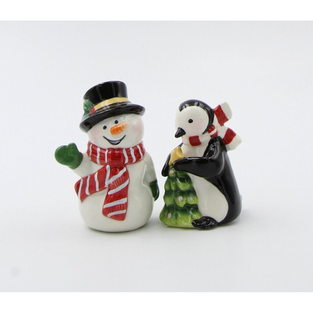 Ceramic Salt and Pepper Shakers Snowman Penguin Christmas Gift Set Image 3