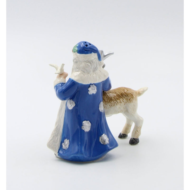 Ceramic Blue Santa Claus Reindeer Salt Pepper Shakers Image 4