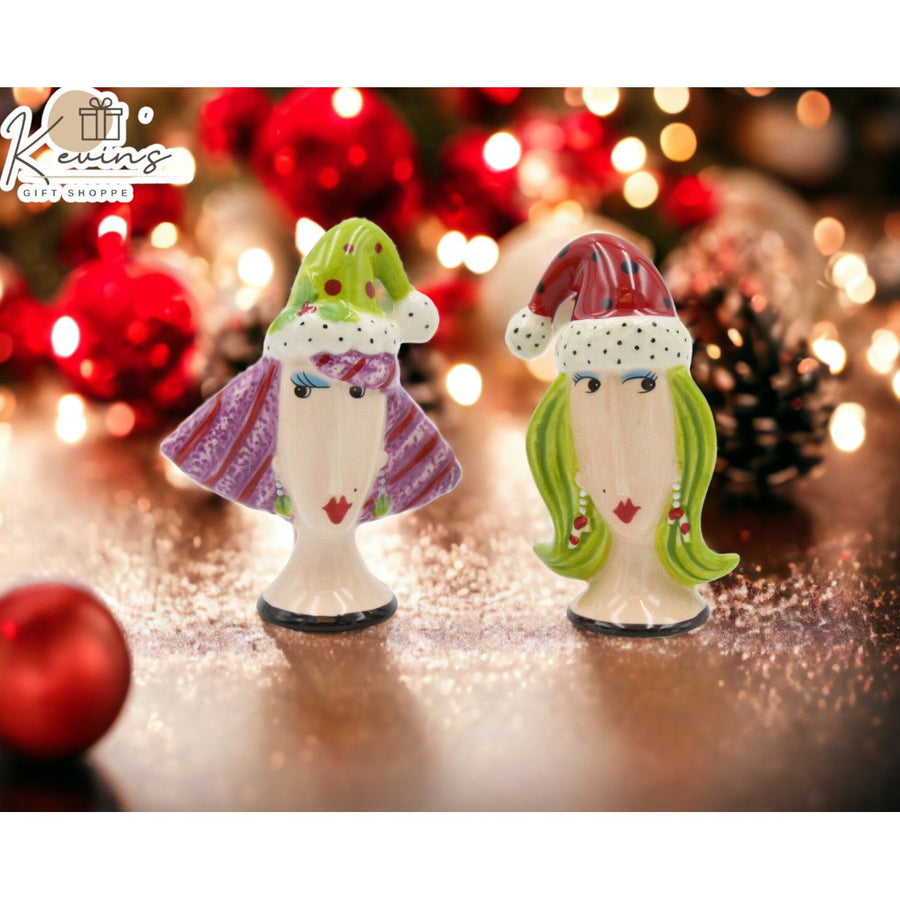 Ceramic Christmas Party Salt and Pepper Shakers Hand Painted Gift Image 1