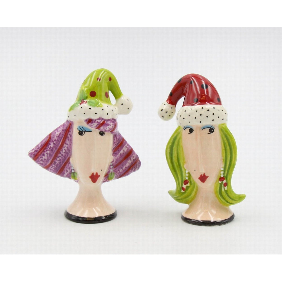 Ceramic Christmas Party Salt and Pepper Shakers Hand Painted Gift Image 2