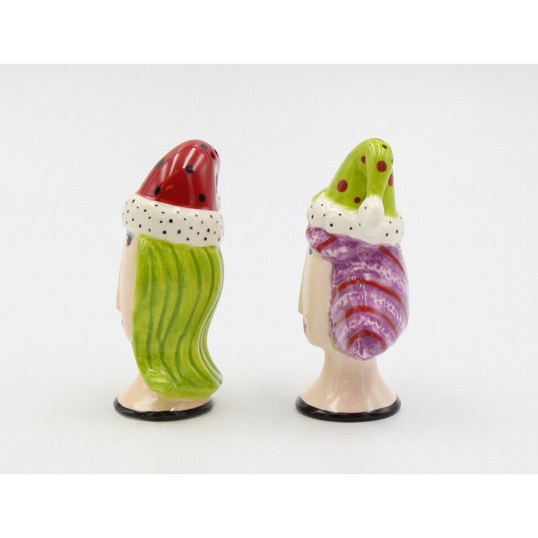 Ceramic Christmas Party Salt and Pepper Shakers Hand Painted Gift Image 3