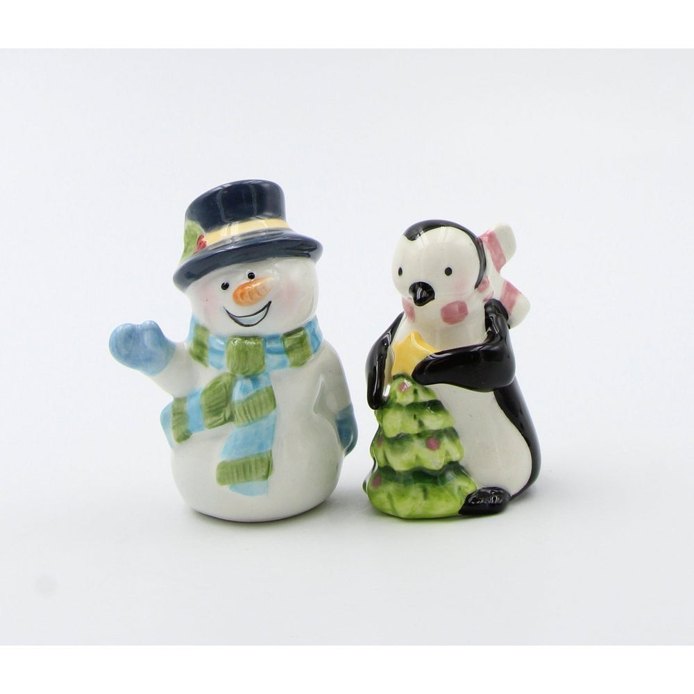 Ceramic Pastel Color Snowman and Penguin Salt and Pepper ShakersHome DcorKitchen DcorChristmas Dcor Image 2