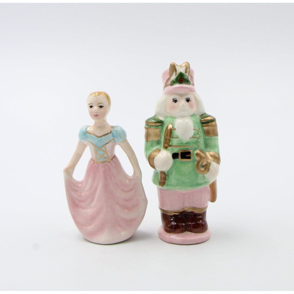 Ceramic Pastel Color Nutcracker and Girl Salt and Pepper ShakersHome DcorKitchen DcorChristmas Dcor Image 2