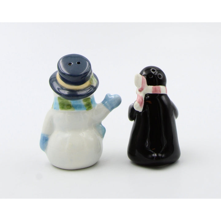 Ceramic Pastel Snowman Penguin Salt Pepper Shakers Image 4