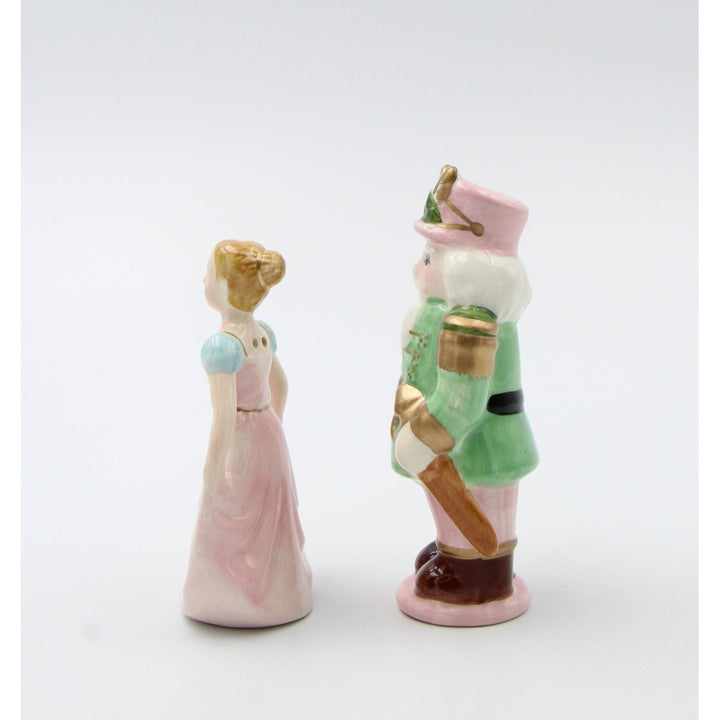 Kevins Gift Shoppe Ceramic Pastel Color Nutcracker and Girl Salt and Pepper Shakers Image 3