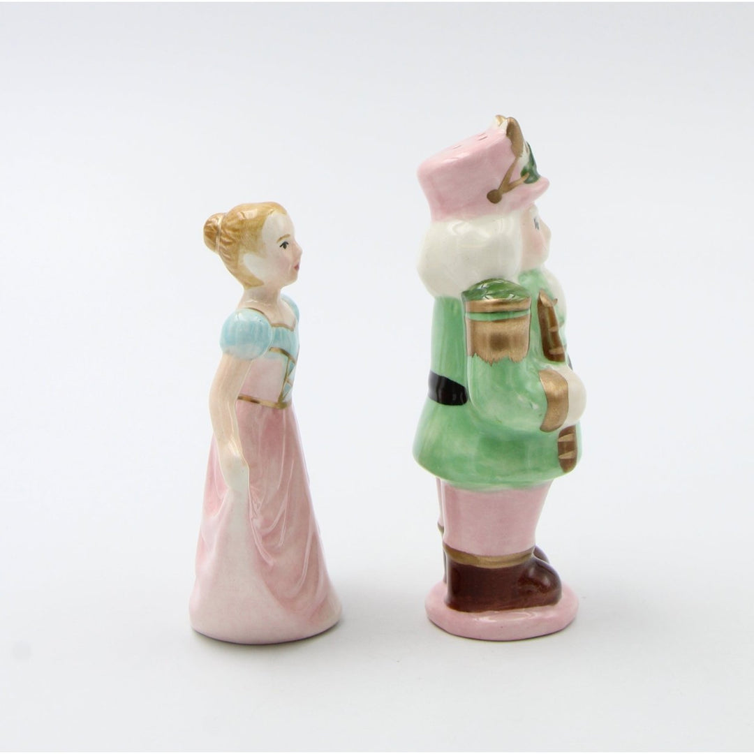 Kevins Gift Shoppe Ceramic Pastel Color Nutcracker and Girl Salt and Pepper Shakers Image 4