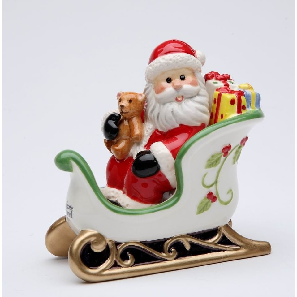 Santa Sleigh Salt and Pepper Shakers Ceramic 375 x 225 x 387 In Image 2