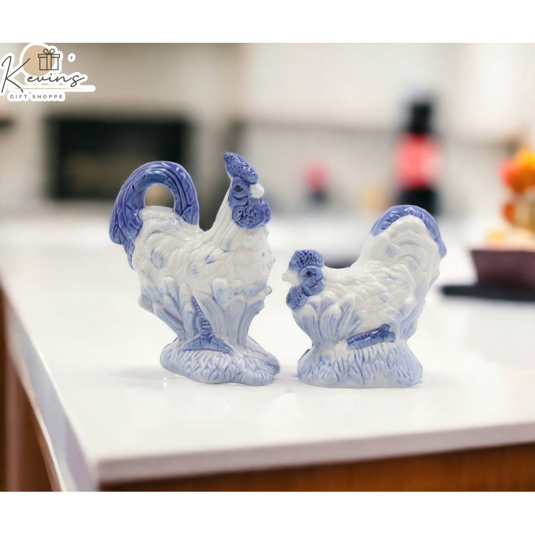 Ceramic White Rooster Salt and Pepper Shakers Gift Set Image 1