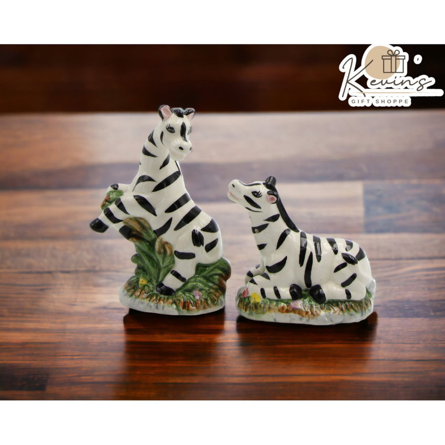 Ceramic Zebra Salt and Pepper Shakers Hand Painted Image 1