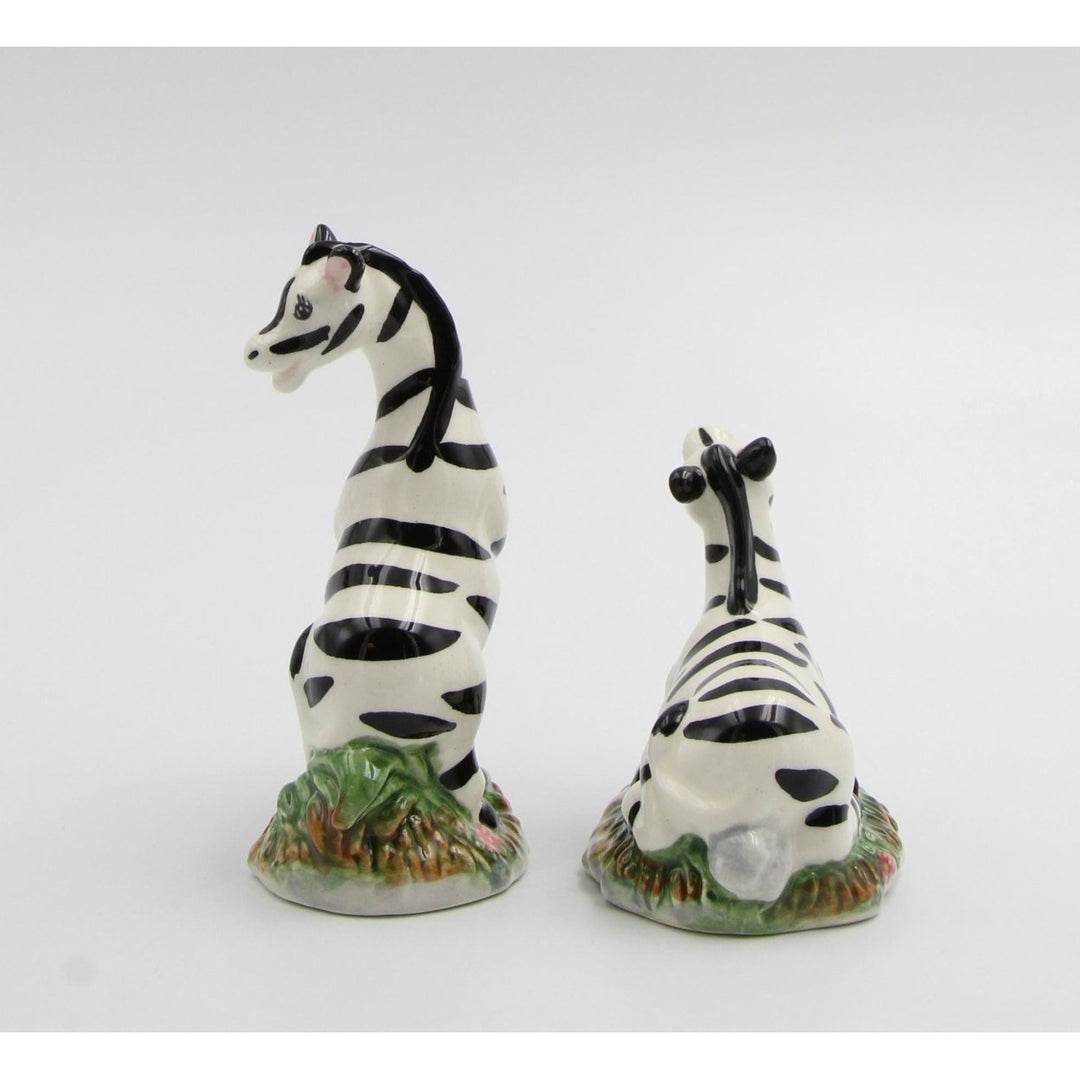 Ceramic Zebra Salt and Pepper Shakers Hand Painted Image 3