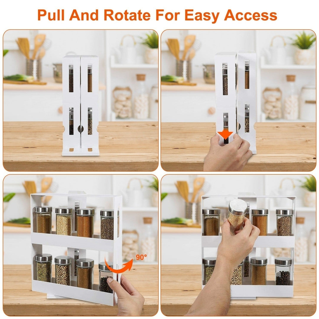 Swivel Cabinet Organizer Revolving Kitchen Rack Spice Organizer for Cabinet Condiment Holder Shelf Image 3