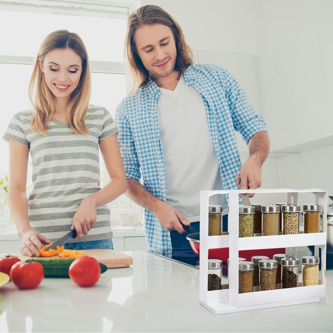 Swivel Cabinet Organizer Revolving Kitchen Rack Spice Organizer for Cabinet Condiment Holder Shelf Image 6