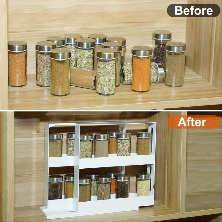 Swivel Cabinet Organizer Revolving Kitchen Rack Spice Organizer for Cabinet Condiment Holder Shelf Image 7