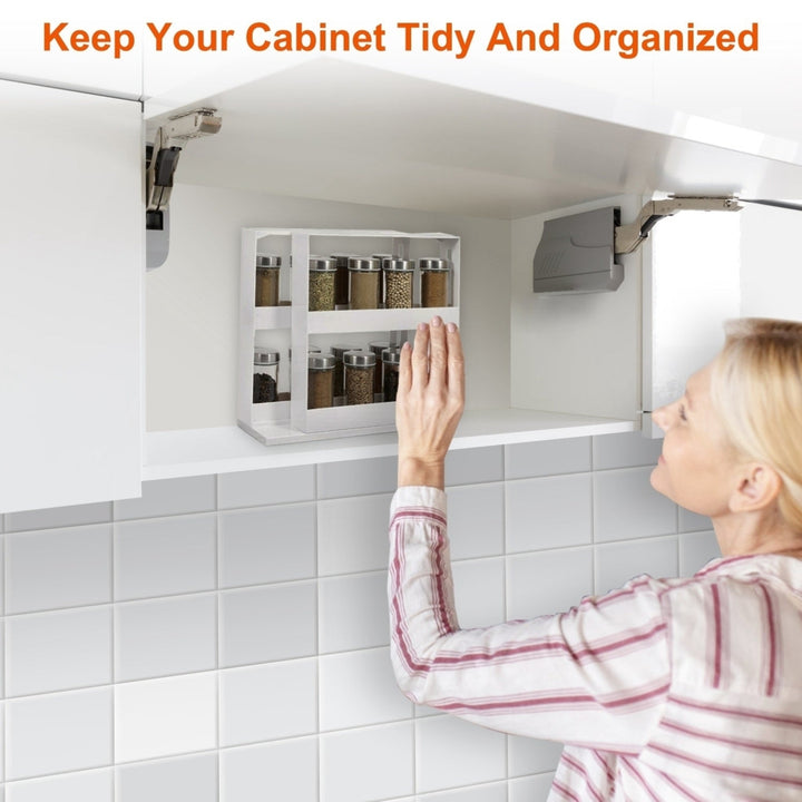 Swivel Cabinet Organizer Revolving Kitchen Rack Spice Organizer for Cabinet Condiment Holder Shelf Image 8