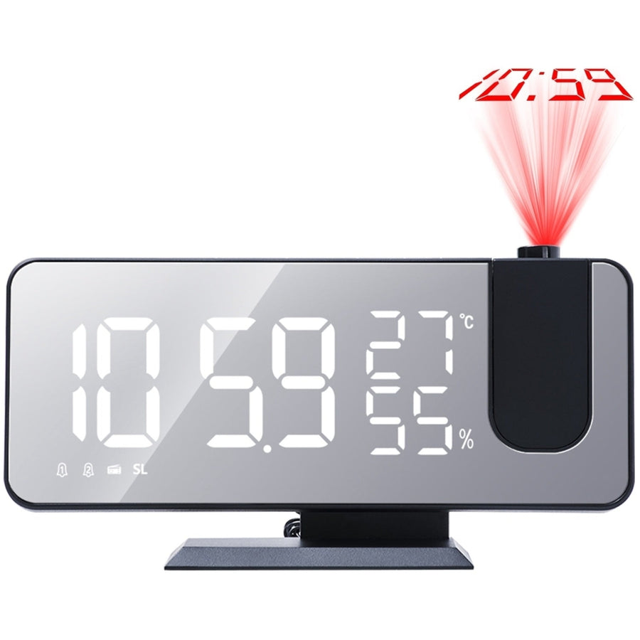 Projection Alarm Clock with Radio Function 7.5In Mirror LED Digital Alarm Clock Image 1