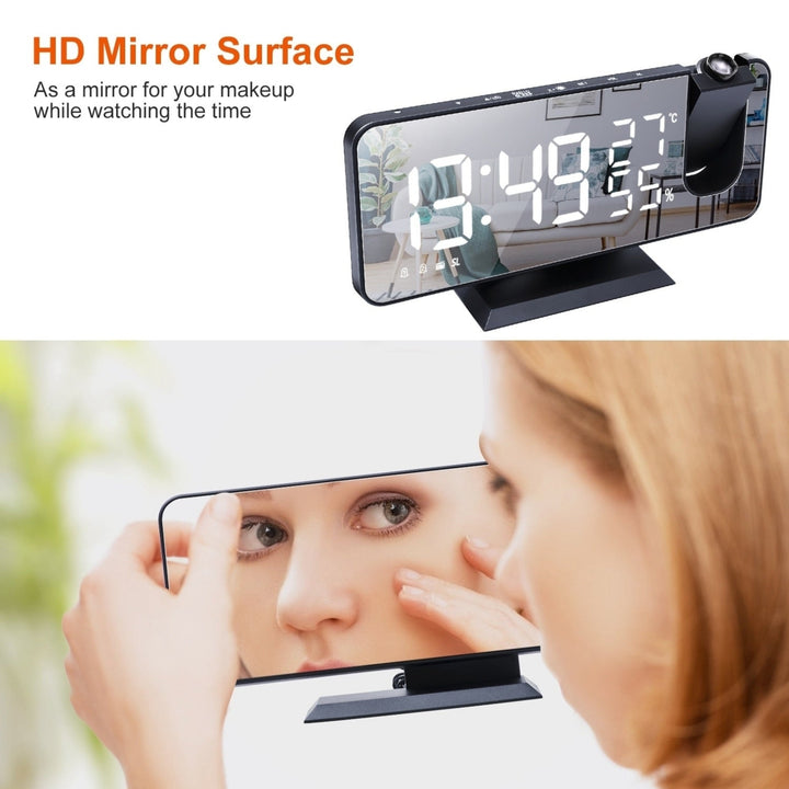 Projection Alarm Clock with Radio Function 7.5In Mirror LED Digital Alarm Clock Image 9