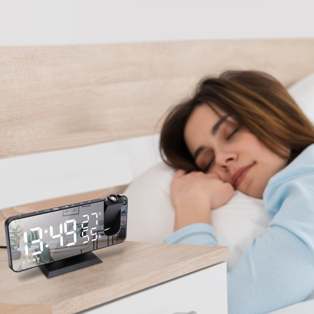 Projection Alarm Clock with Radio Function 7.5In Mirror LED Digital Alarm Clock Image 11