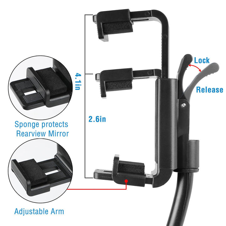 Rear View Mirror Car Mount Holder Universal 360Degree Rotation Phone Stand Cradle For iPhone Samsung GPS Image 6