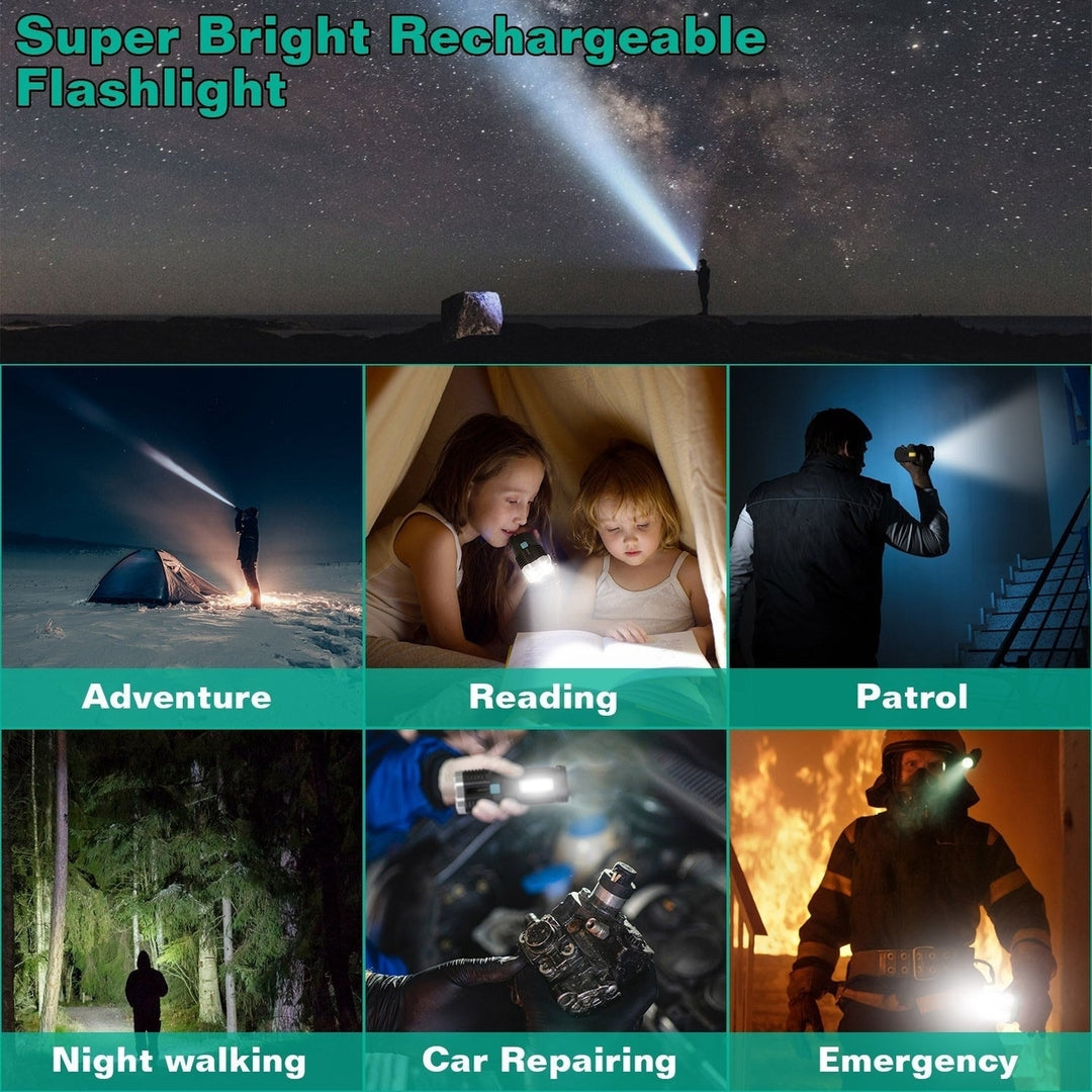 Rechargeable Flashlight LED Floodlight Torch with Strap Super Bright Flashlight Image 4