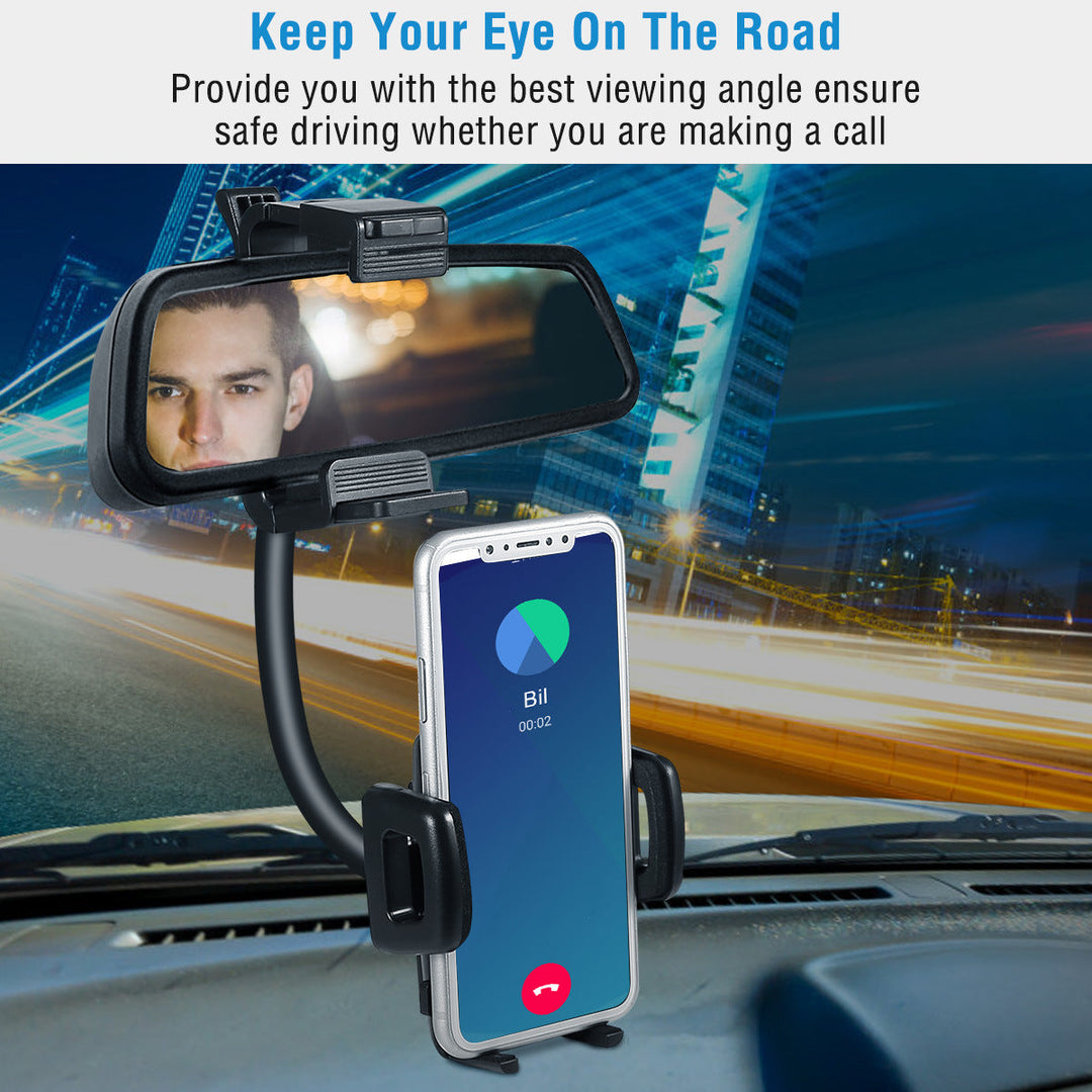 Rear View Mirror Car Mount Holder Universal 360Degree Rotation Phone Stand Cradle For iPhone Samsung GPS Image 8