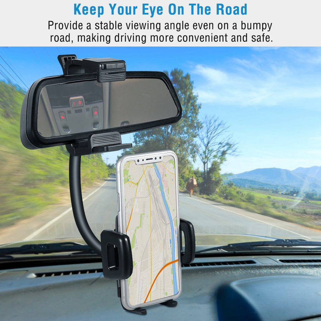 Rear View Mirror Car Mount Holder Universal 360Degree Rotation Phone Stand Cradle For iPhone Samsung GPS Image 9