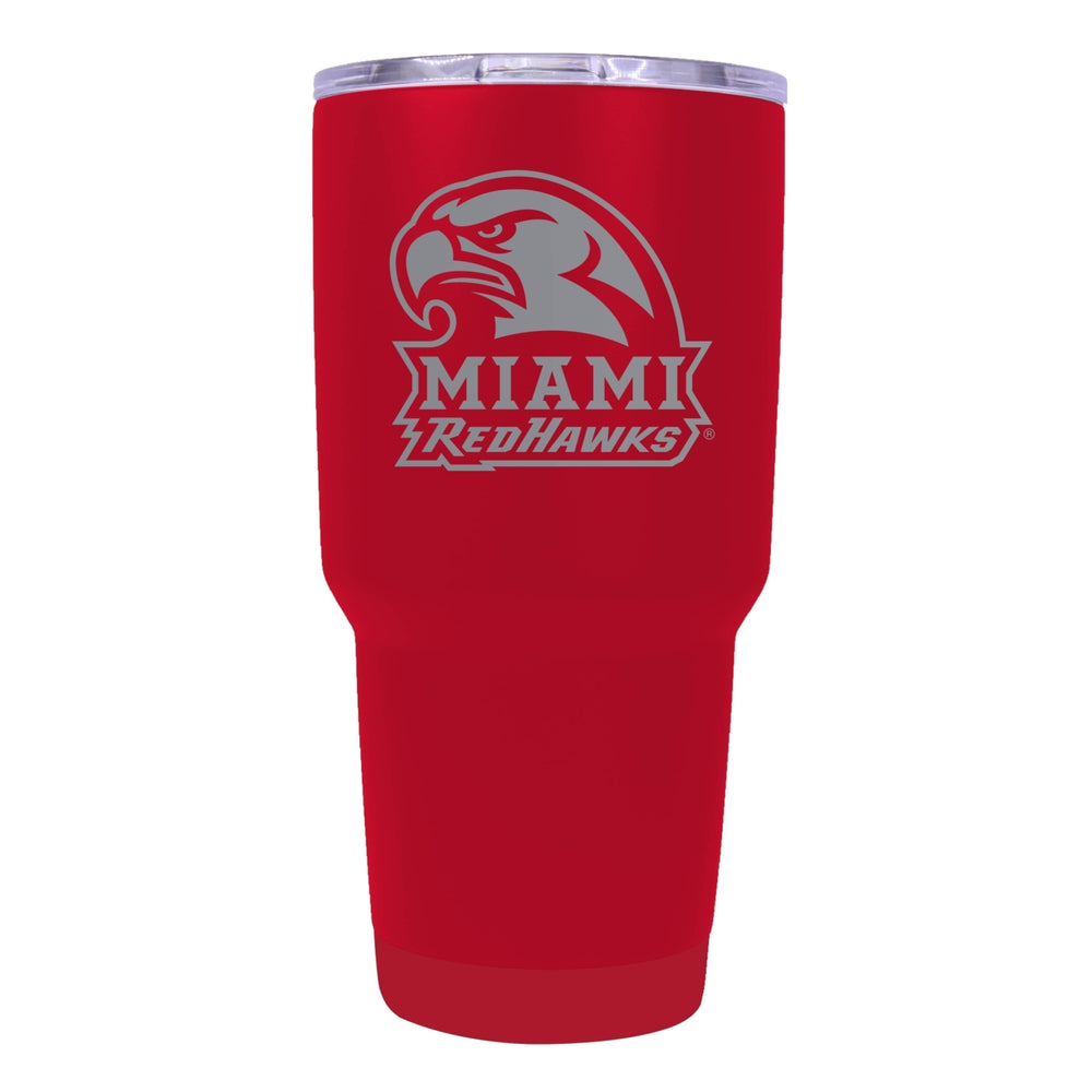 Miami University of Ohio 24 oz Laser Engraved Stainless Steel Insulated Tumbler - Choose Your Color. Image 2